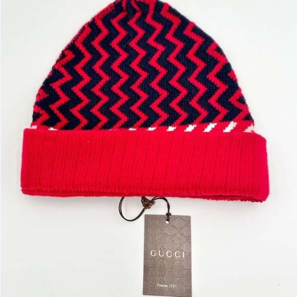 Gucci Other - GUCCI Wool Zig Zag Knit Beanie, Unisex. NWT